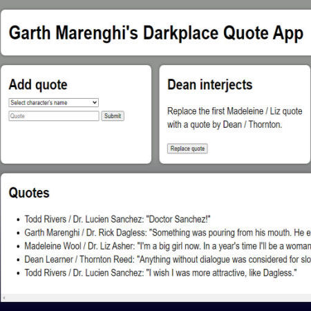 Screenshot of Garth Marenghi's Darkplace Quote App