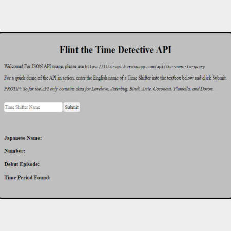 Screenshot of Flint the Time Detective API